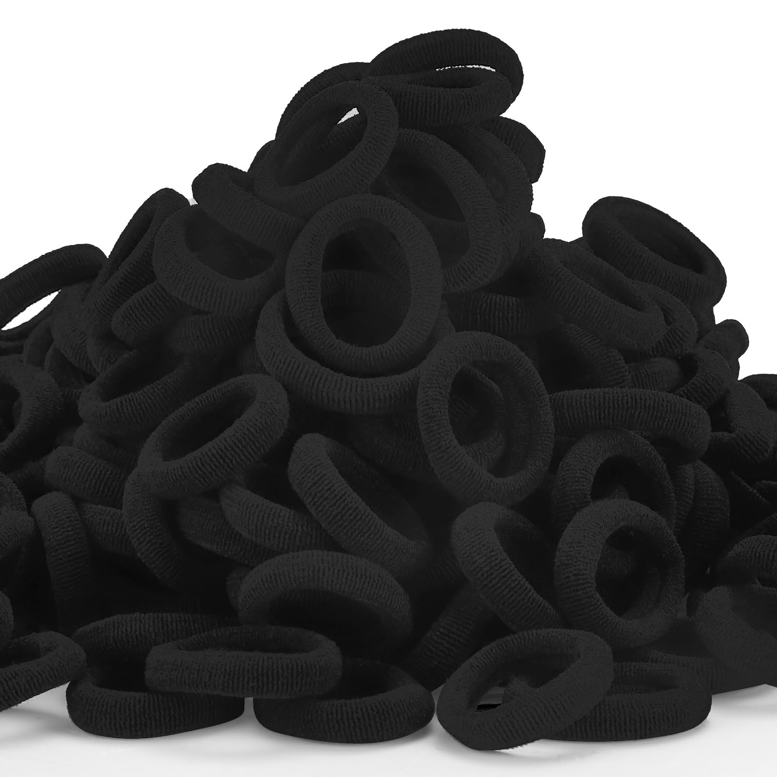 BEoffer 200-pack hair ties for kids in black, gentle daily ponytails