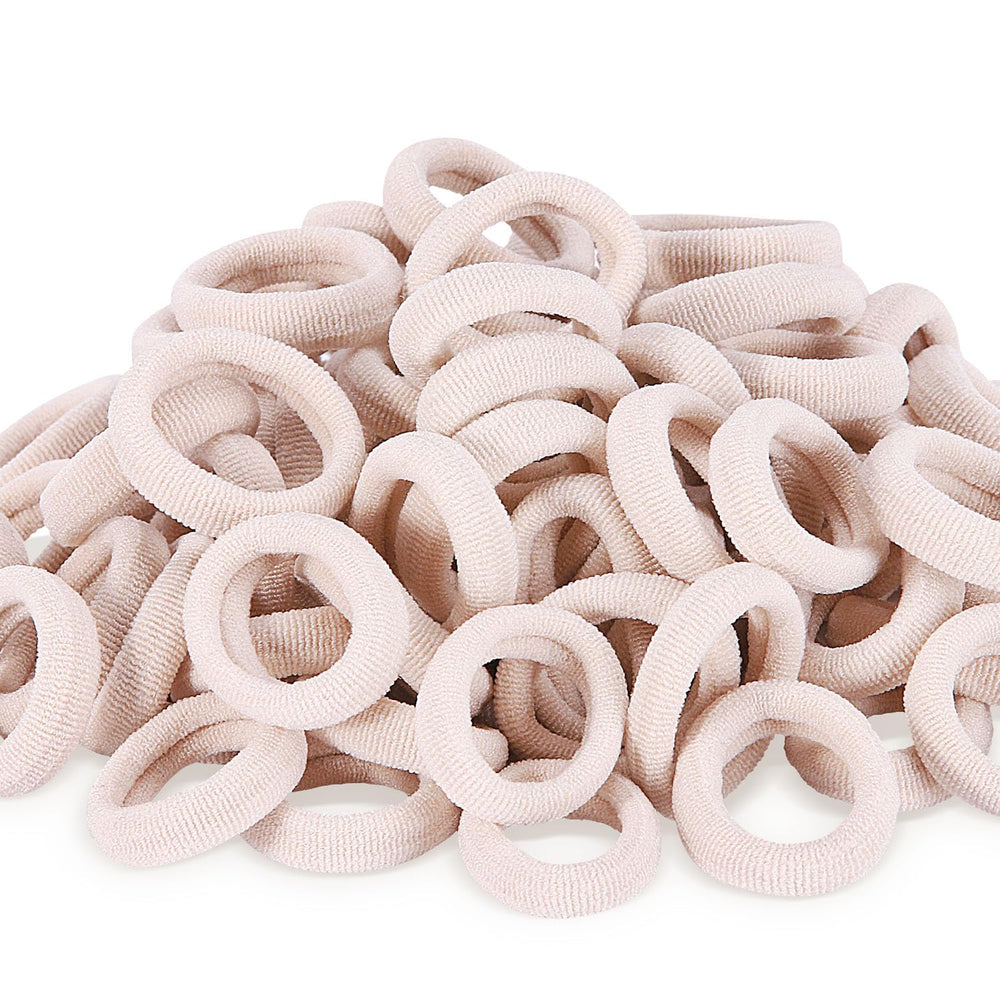 BEoffer hair ties beige bulk pack shown in an open bag for easy sharing