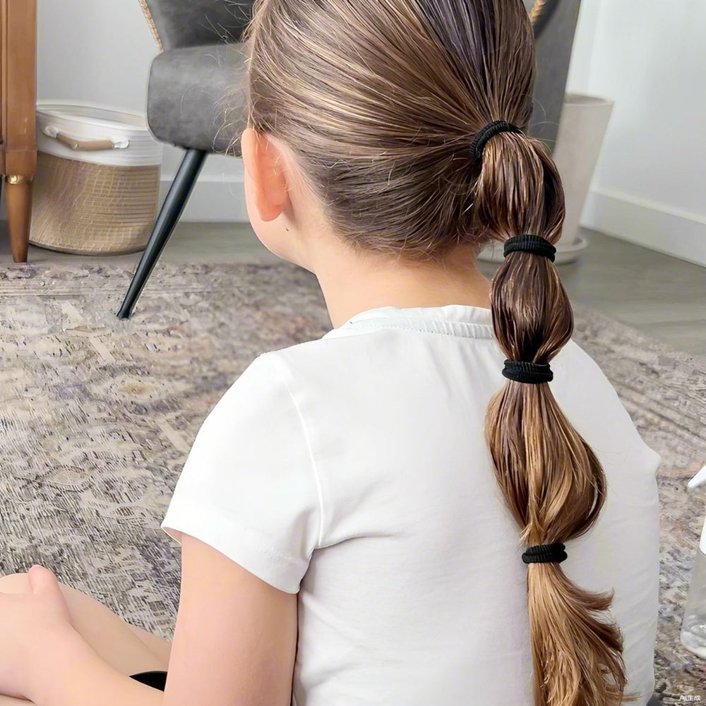 BEoffer durable black ponytail hair ties, small elastic for secure holds