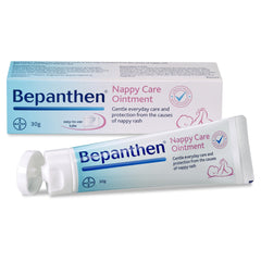 Bepanthen Nappy Care Ointment texture close-up shows creamy, easy-apply coverage.