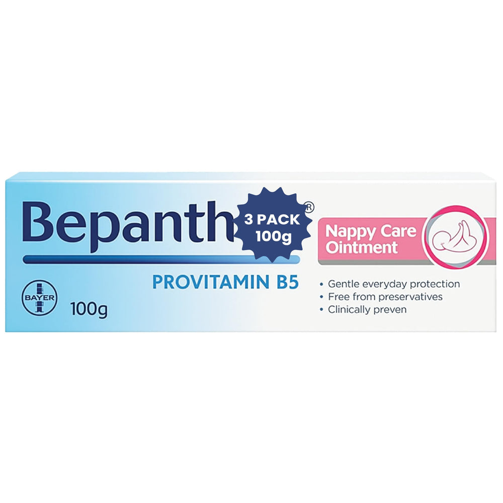 Bepantn Nappy Care Ointment 3-pack packaging image for convenient diaper area care.