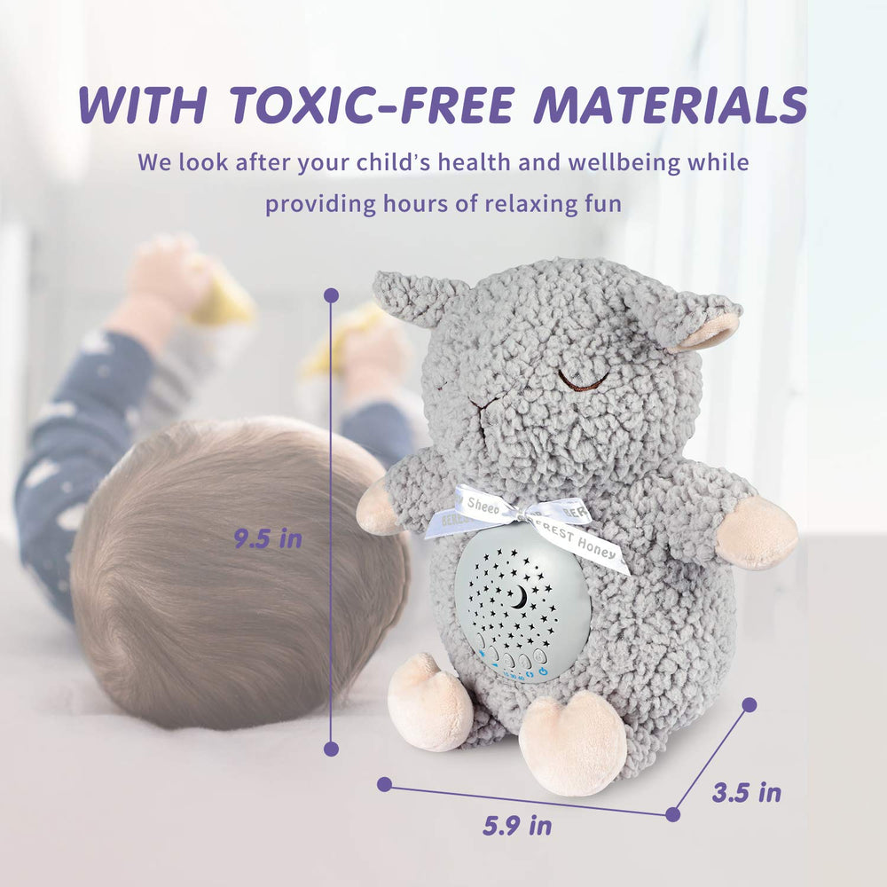 BEREST A11-Projetor Grey Sheep Velcro strap secures to crib, stroller, or car seat.