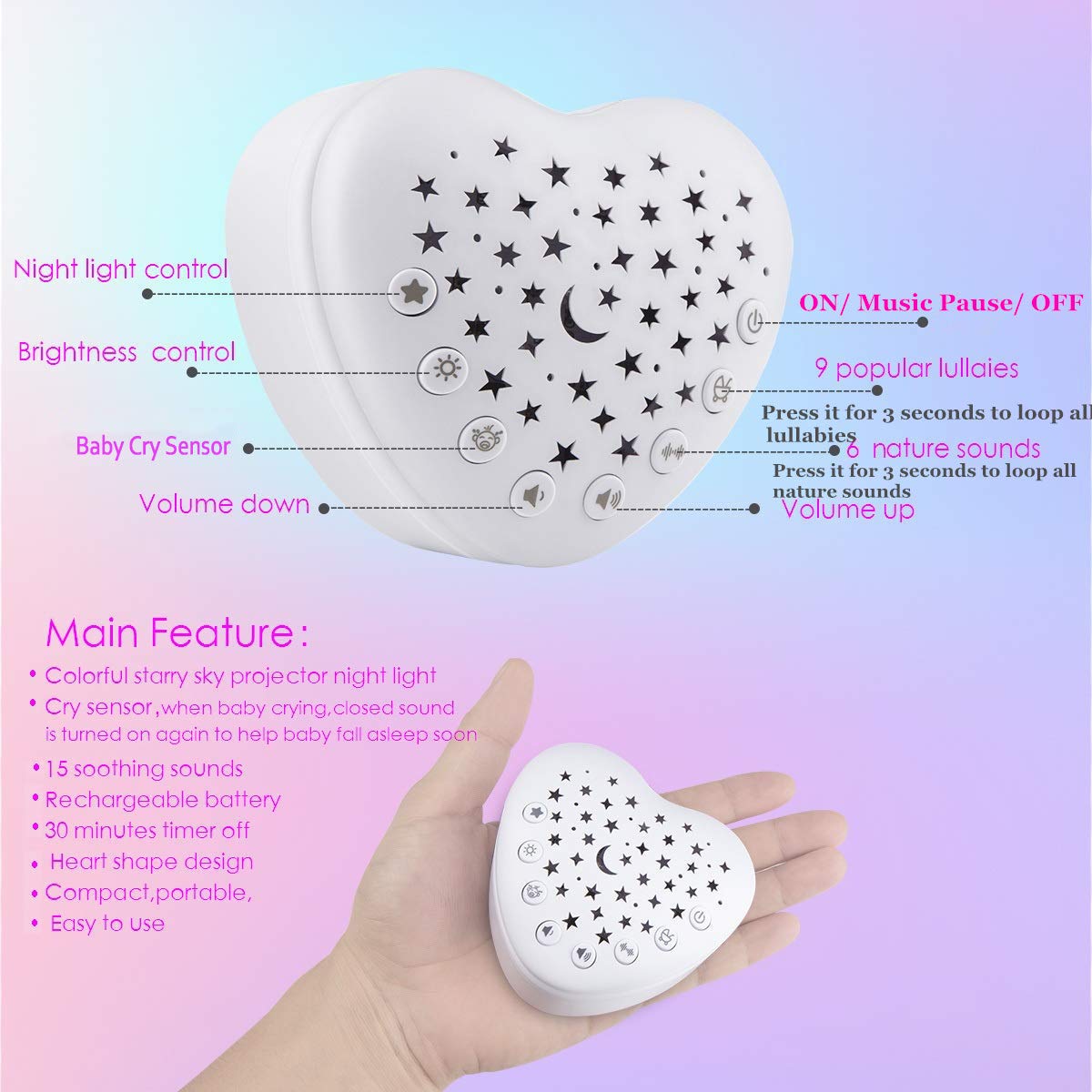 BEREST A13 heart-shaped design adds a friendly bedside companion