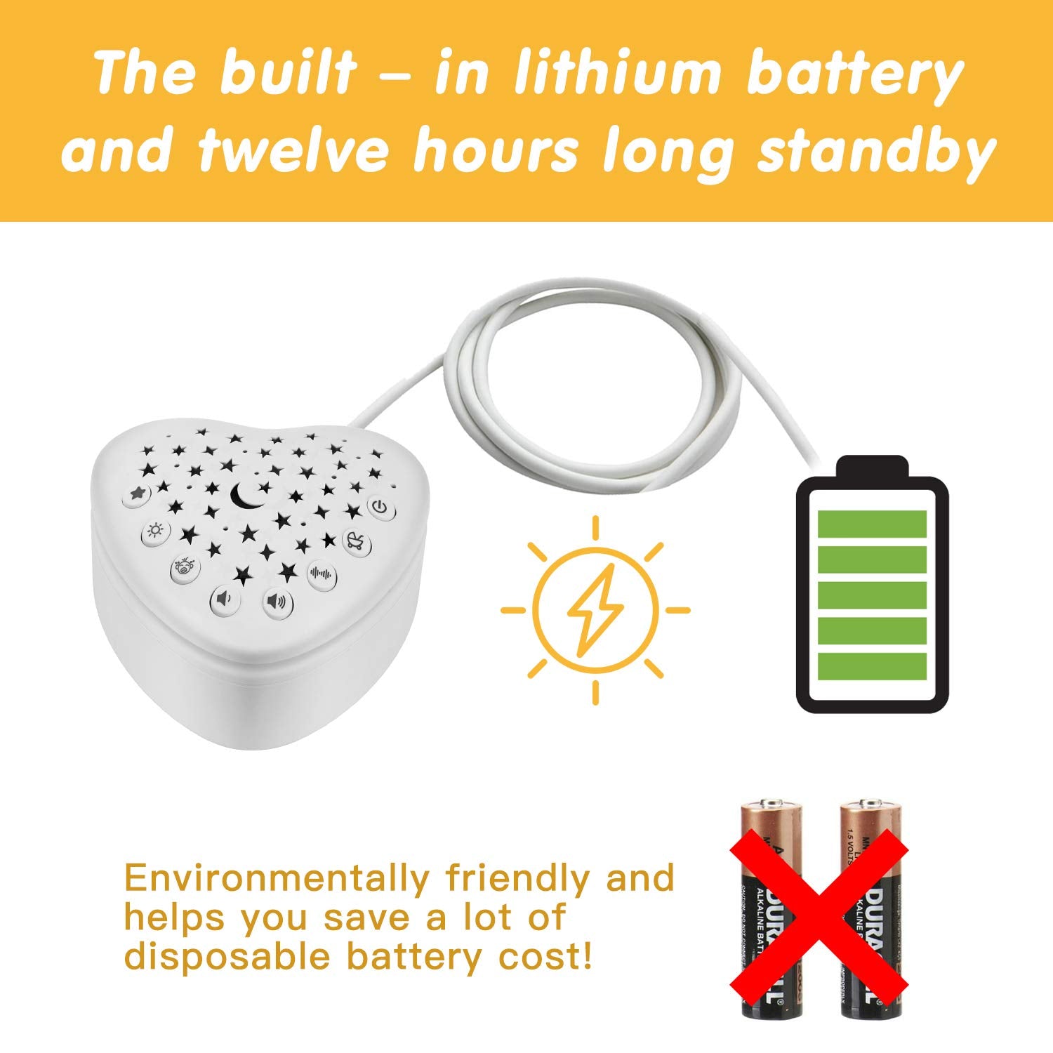 BEREST A13 rechargeable battery powers device via USB charging