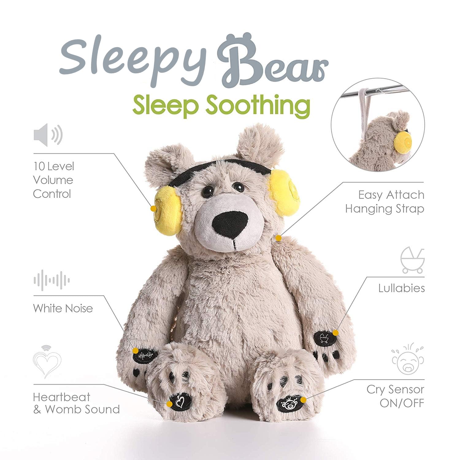 BEREST Sleep Soother volume panel highlights easy sound level adjustment.
