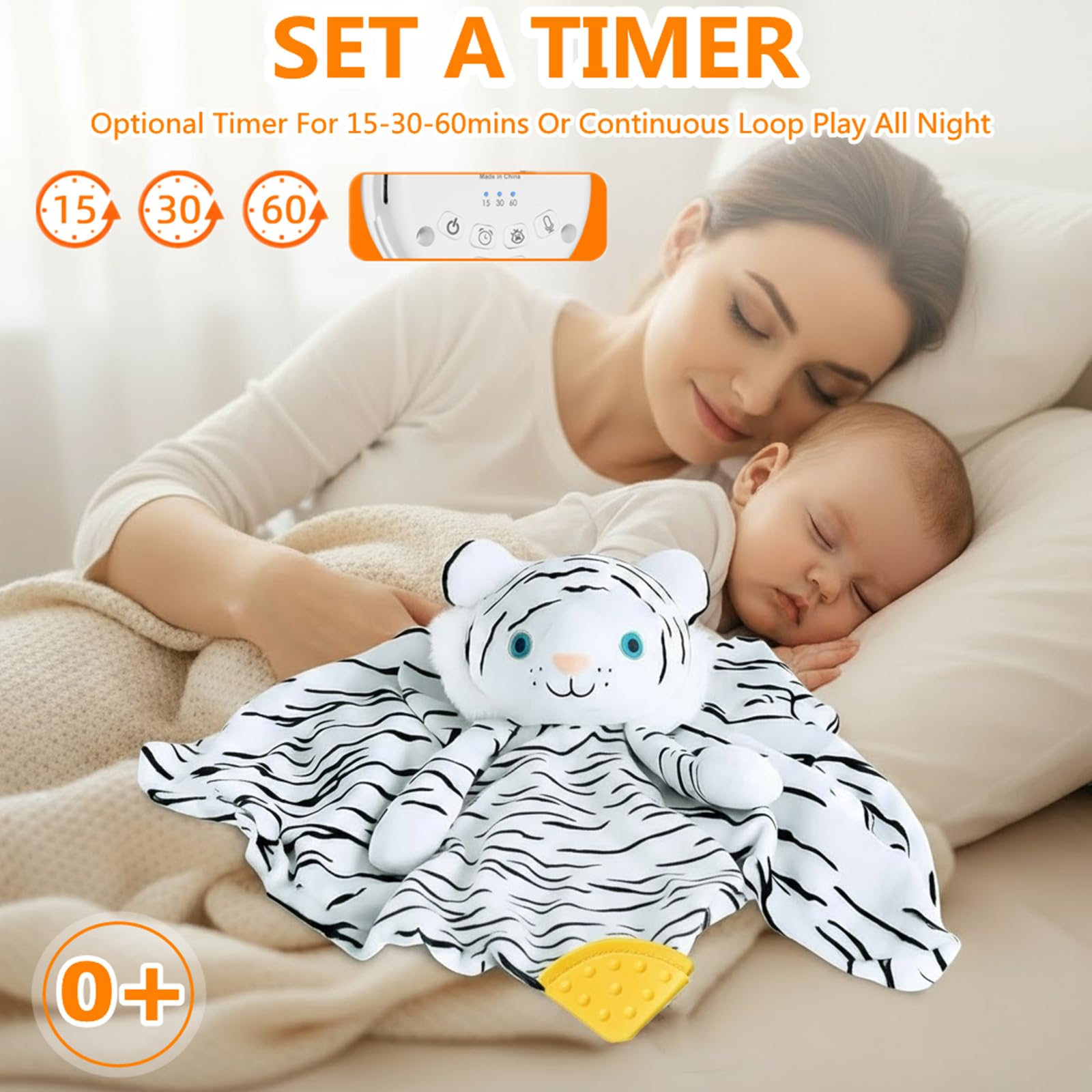BEREST portable plush with Velcro strap attaches to stroller or crib.