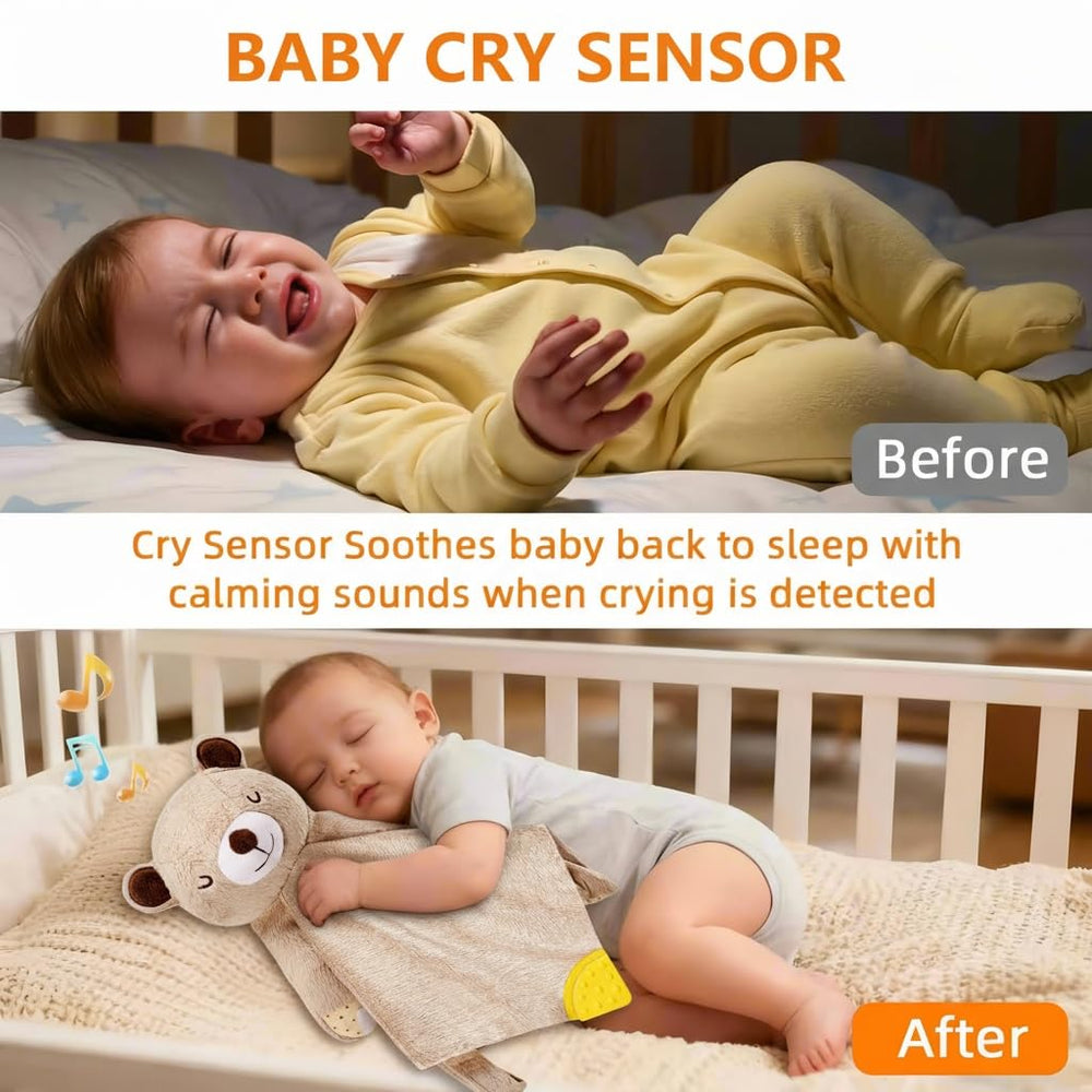 BEREST silicone-teether pacifier-holder provides teething relief and easy pacifier access.