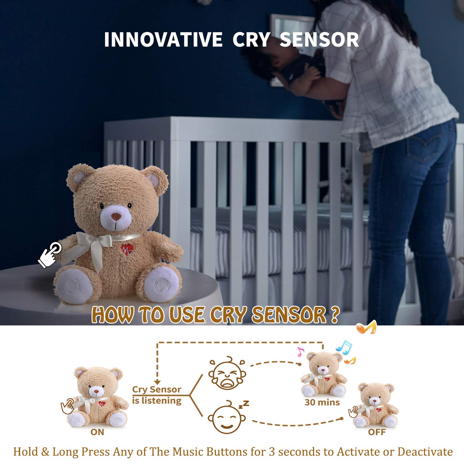 Berest pink night light glows softly to comfort your baby in the dark.