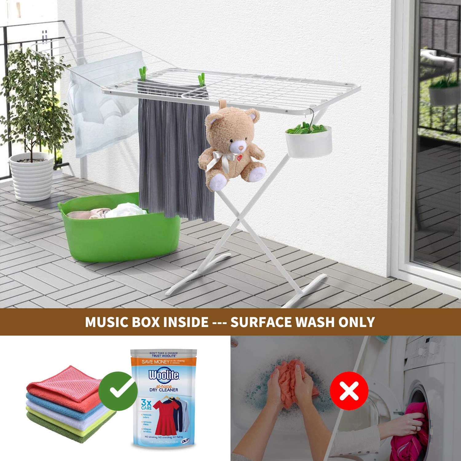 Berest surface-washable plush is easy to clean after little spills.