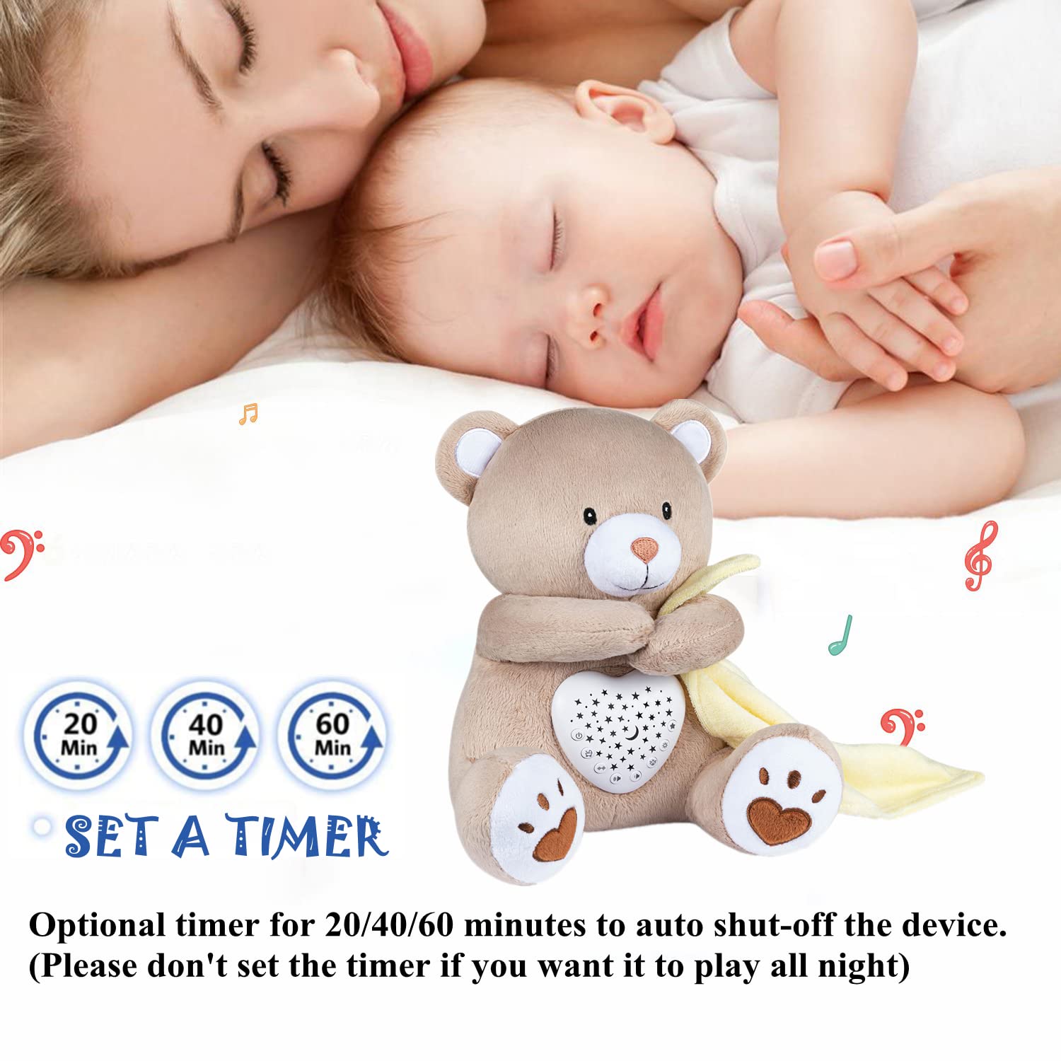 BEREST bear with Velcro strap for stroller or crib placement