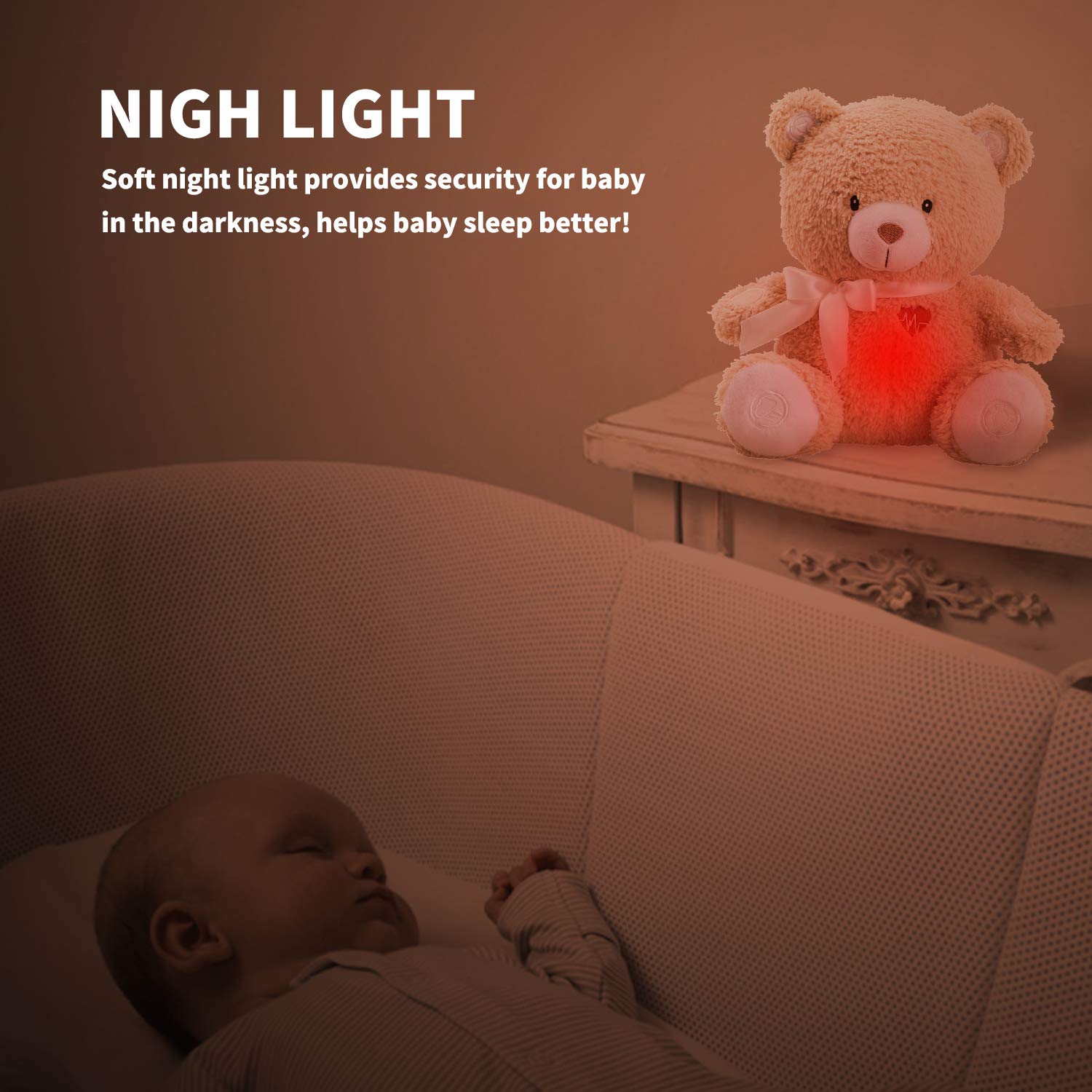Berest womb-heartbeat feature reproduces a familiar sleep cue for calmer nights.