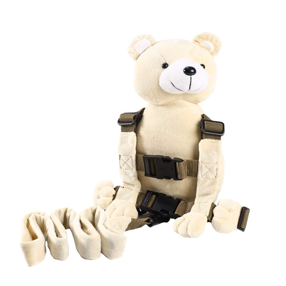 Berhapy bear toddler backpack front view showcasing plush material and a small pocket
