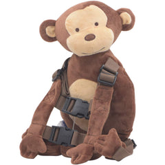 Berhapy Monkey Backpack Harness brown with soft plush fabric for safe outings.