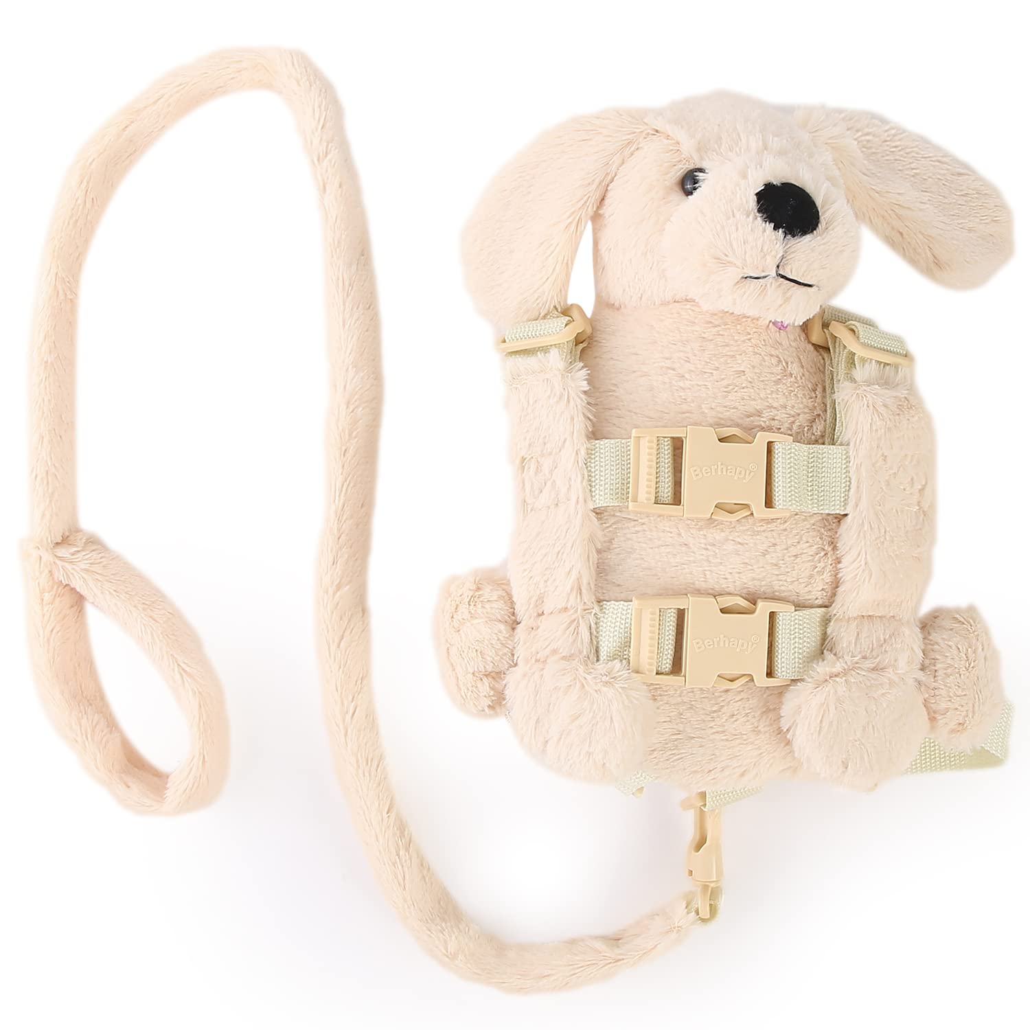 Berhapy Naughty Dog backpack-harness worn-child demonstrates freedom with safety during family strolls.