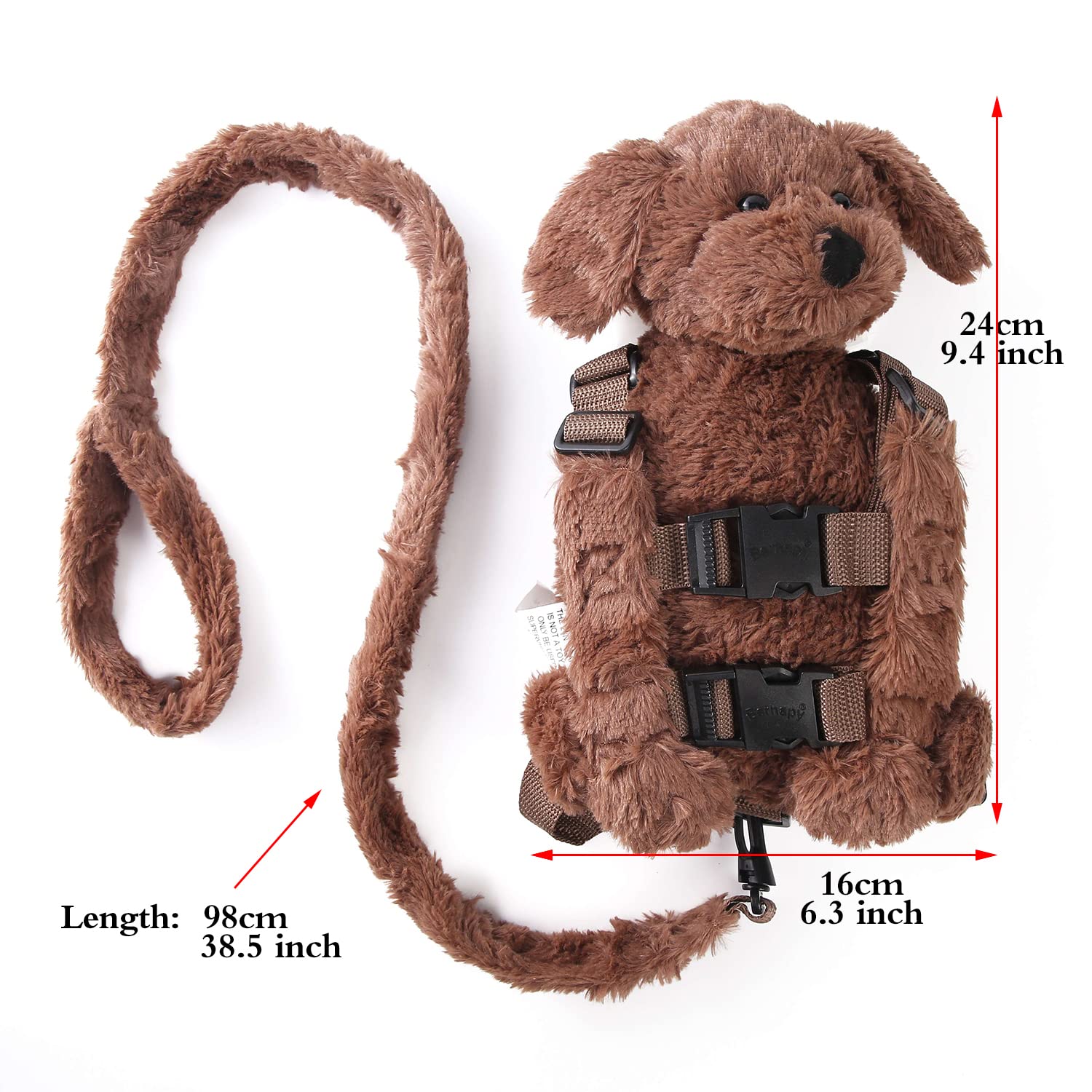Berhapy Naughty Dog backpack pocket close-up reveals space for toys and snacks.