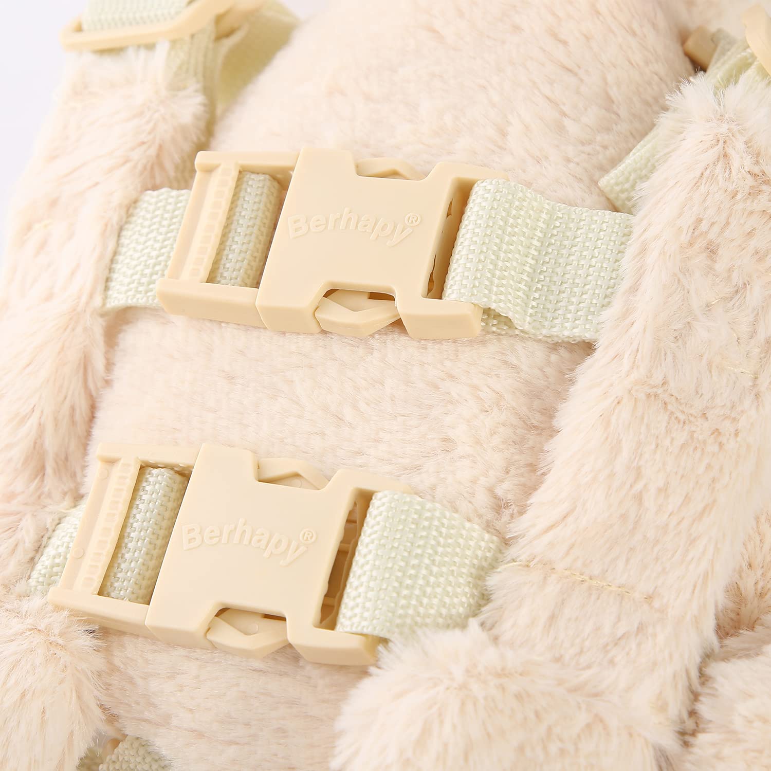 Berhapy soft-plush-fabric backpack highlights cozy material for toddler comfort on adventures.