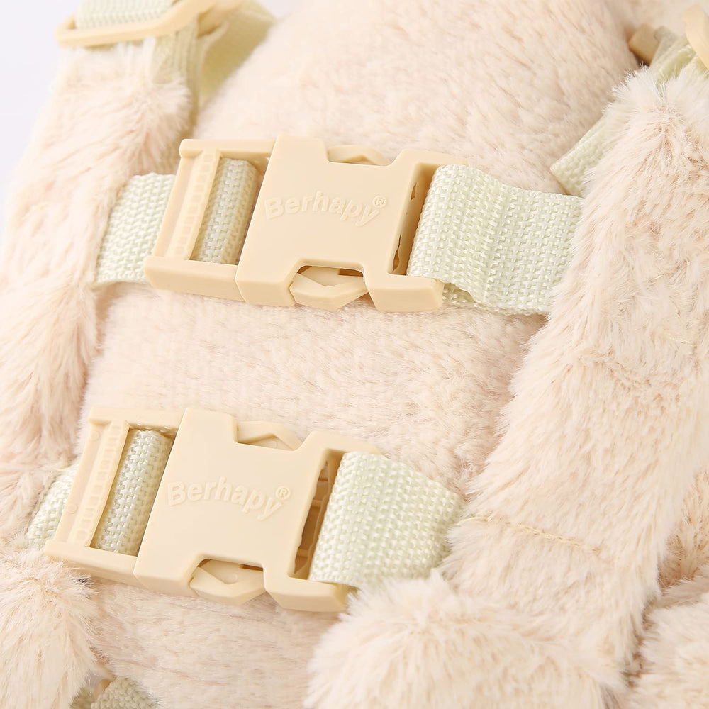 Berhapy soft-plush-fabric backpack highlights cozy material for toddler comfort on adventures.