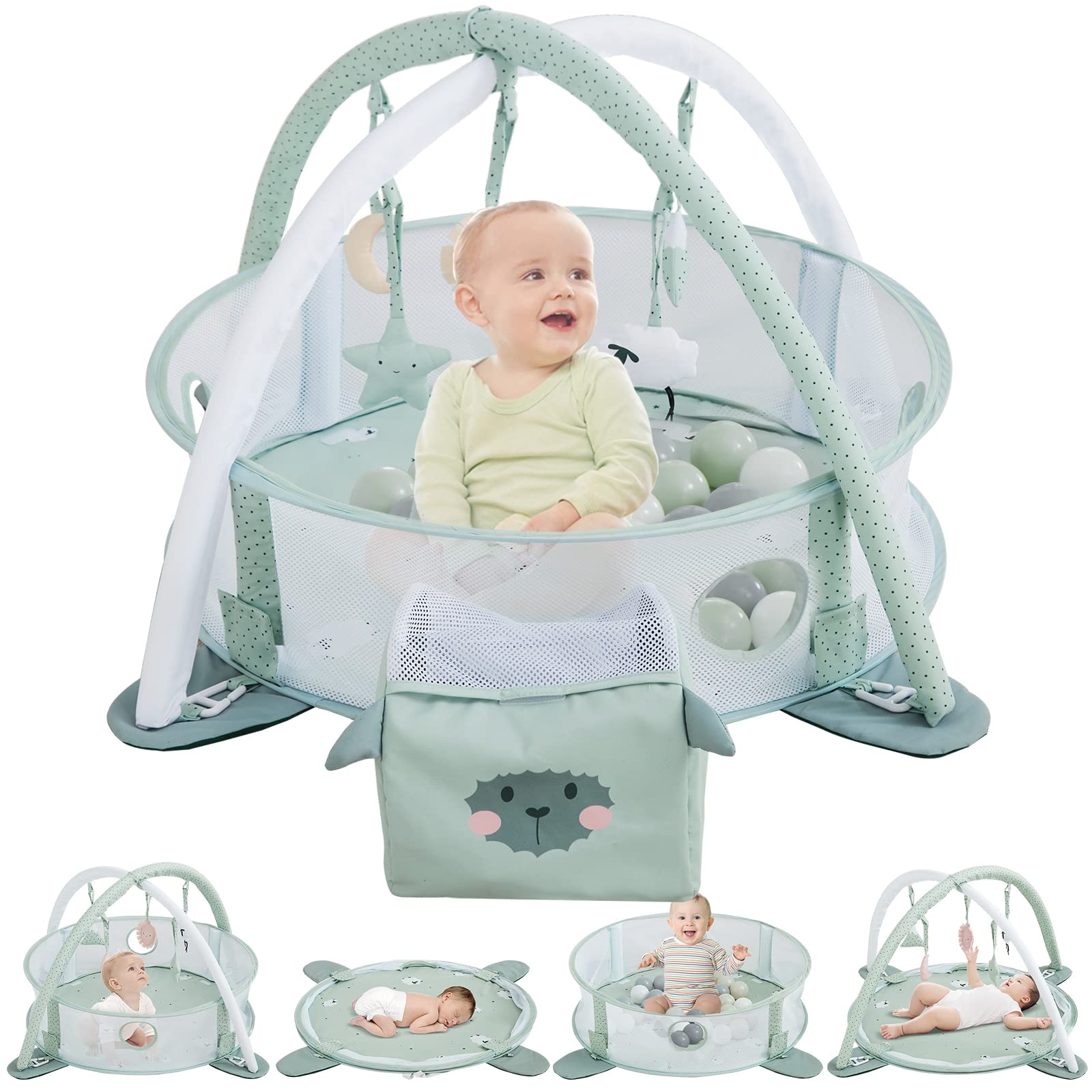 Beright 5-in-1 baby gym foldable-setup for easy travel and setup.