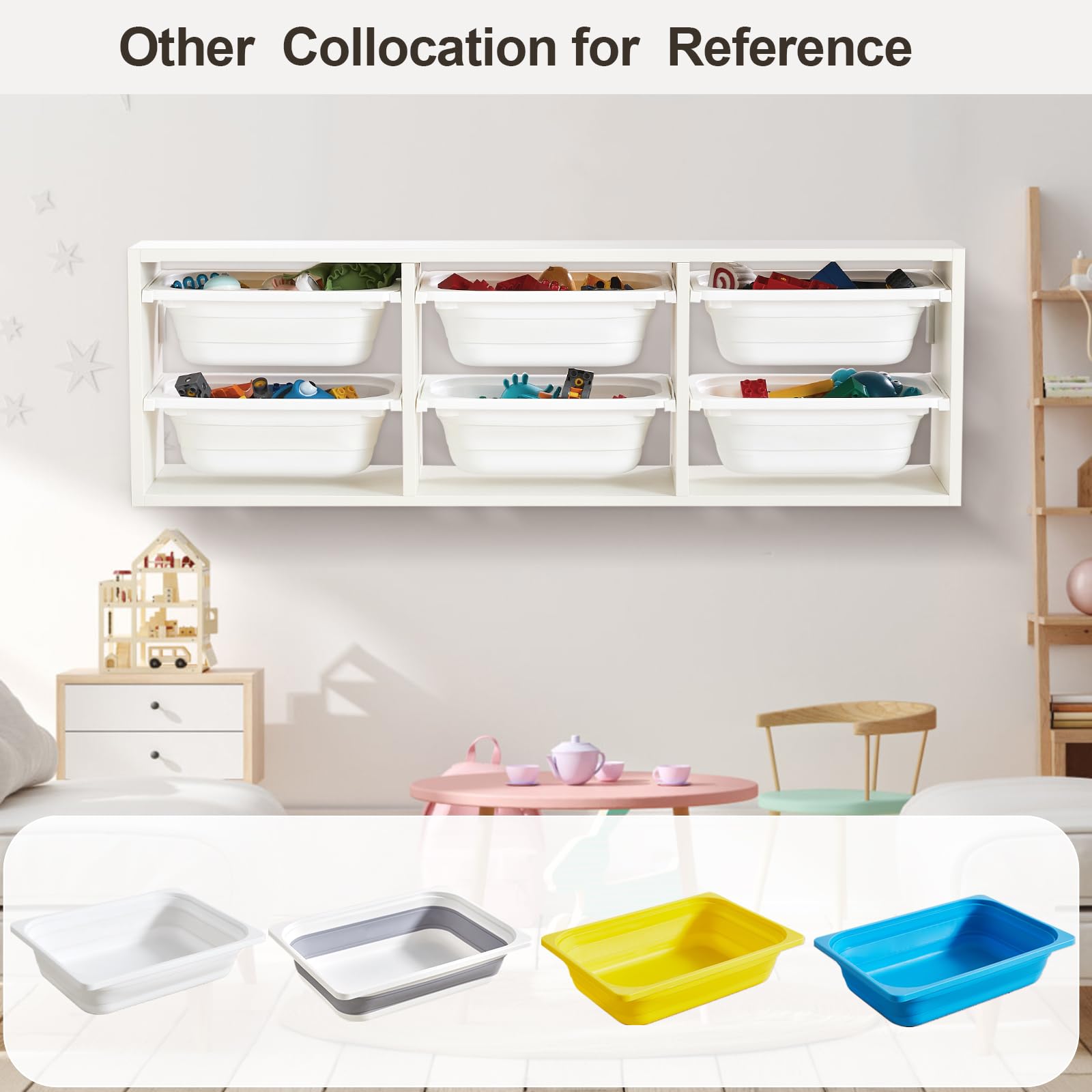 Beright removable bins offer easy access and flexible sorting during playtime cleanup.
