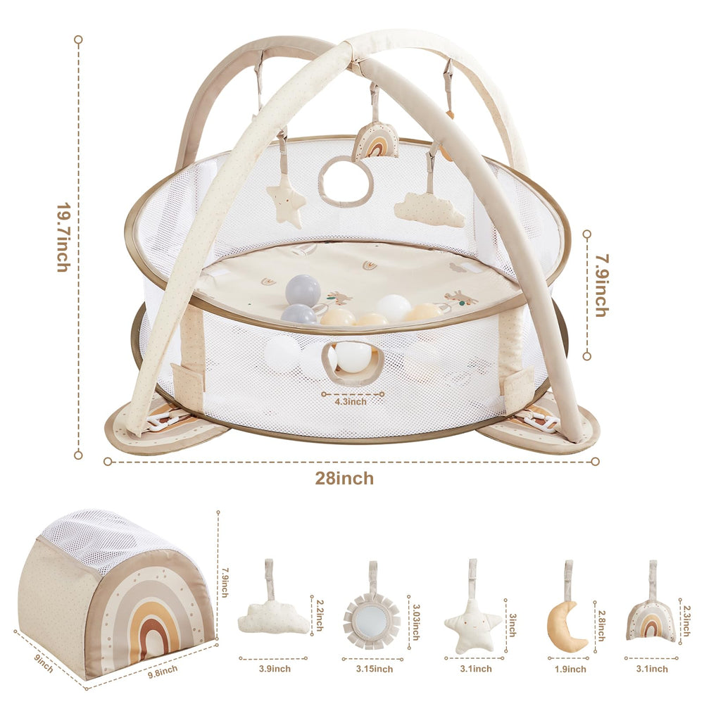 Beright sensory hanging toys for baby gym stimulate visual tracking and grasping.