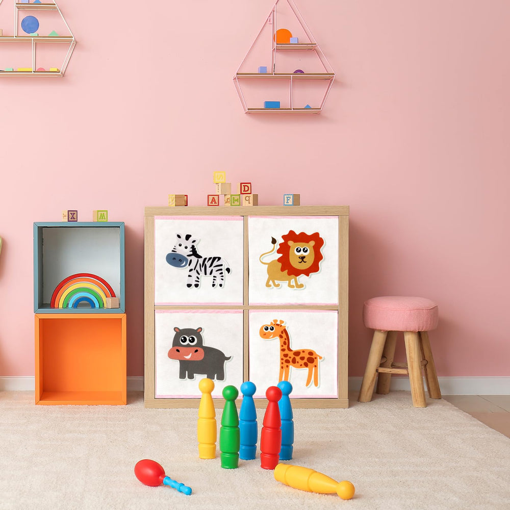 Berlune fold-flat storage boxes in a cabinet – easy tidying after play