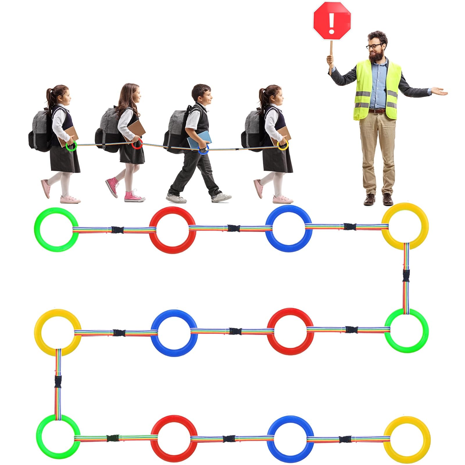 Berlune toddler walking rope red loop for orderly line formation and visibility.