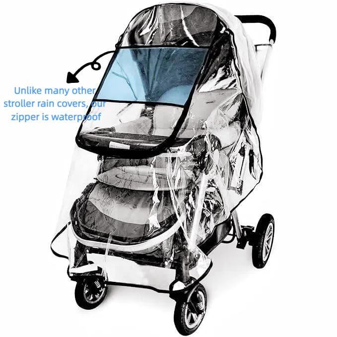 Berocia rain cover showing U-shaped window for easy baby access