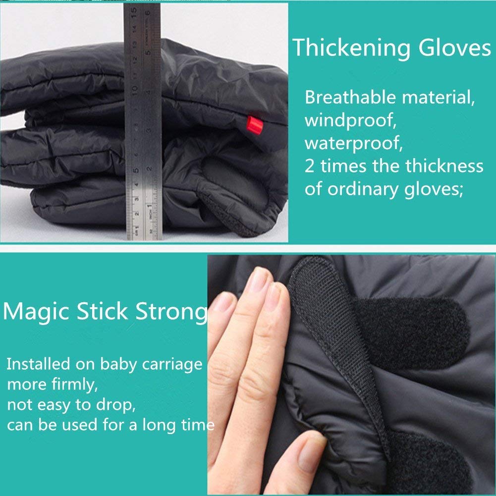 Berocia stroller gloves with secure velcro closure for stable attachment.