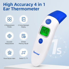 Berrcom 3-in-1 thermometer backlit display enables easy night-time readings.