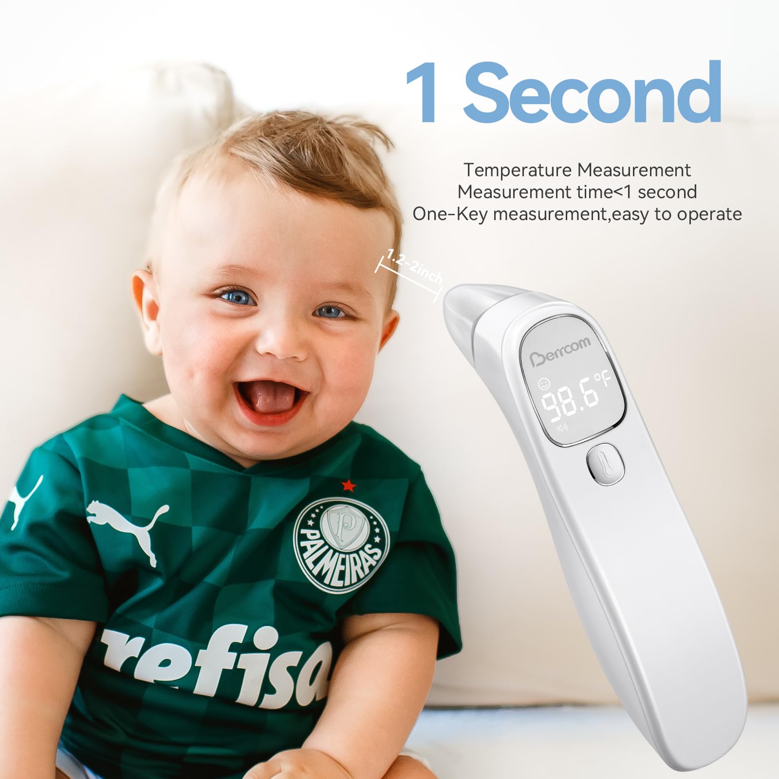 Berrcom thermometer with auto shut-off feature to save battery life.
