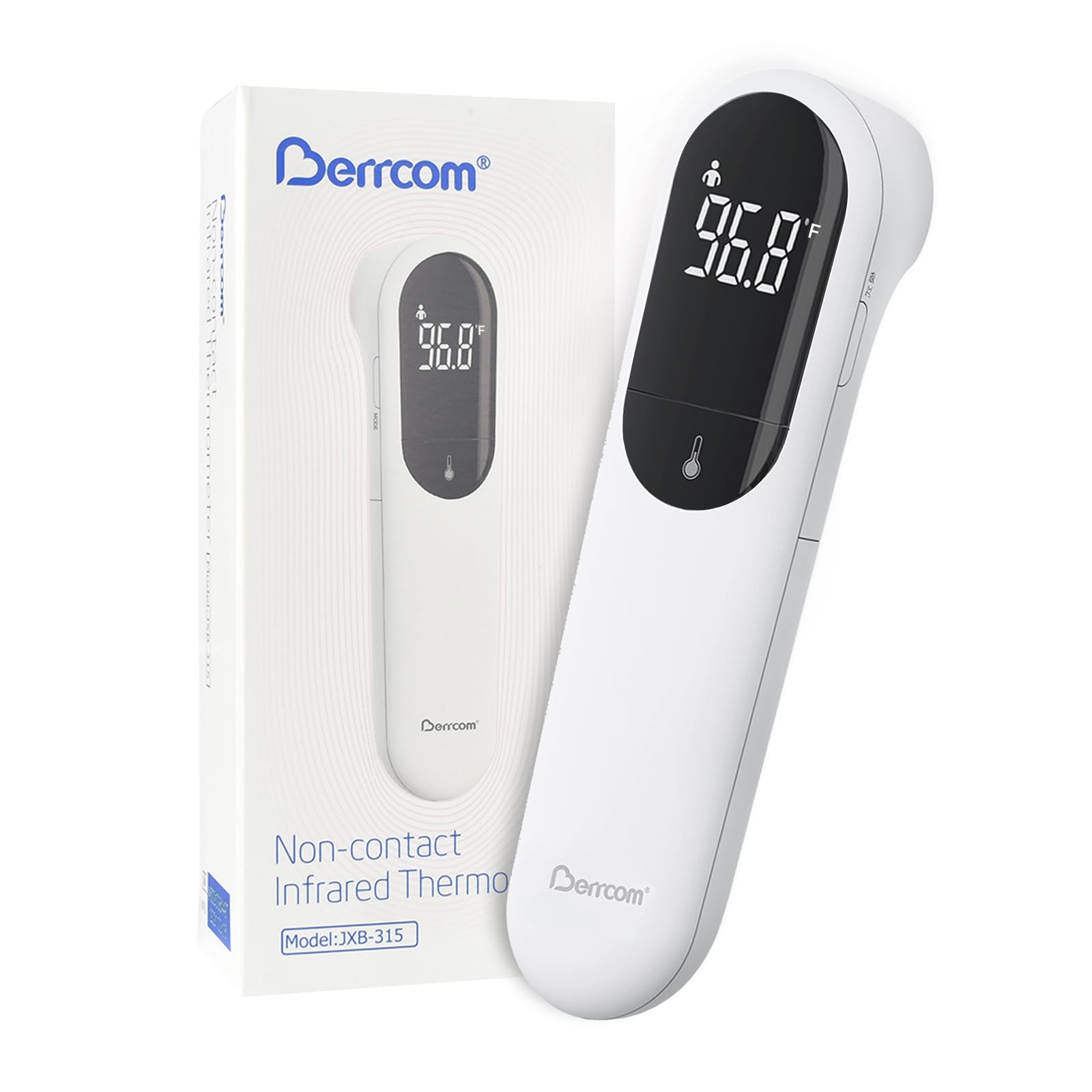 Berrcom no touch forehead thermometer front view for quick family checks