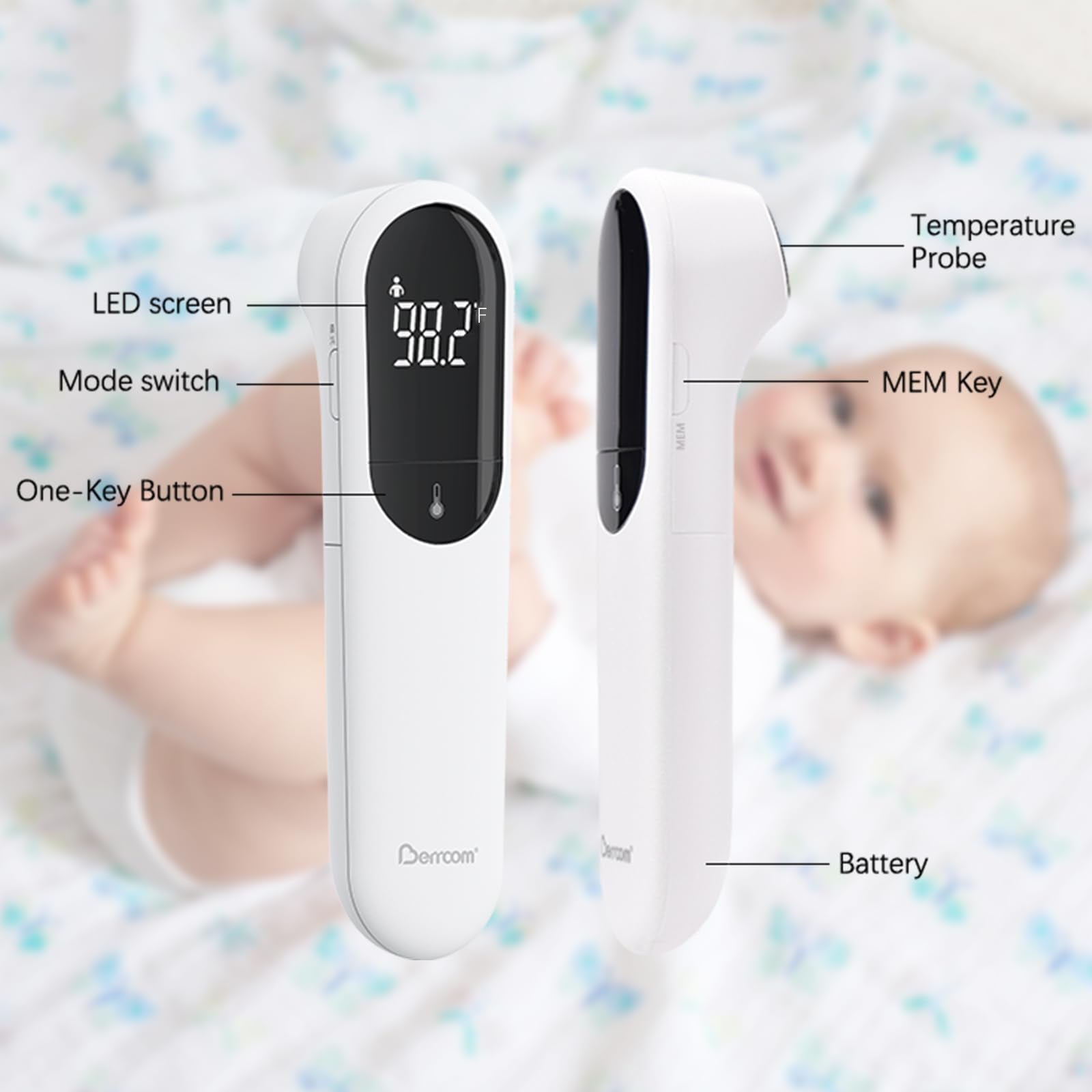 Berrcom thermometer used at home for safe non contact checks