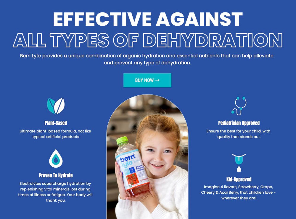 BERRILYTE 6ct packaging box — family-friendly electrolyte solution for home or travel.