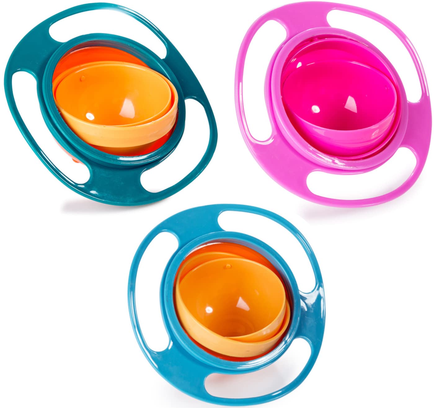 Berry President Magic Bowl shows 360-degree rotation for spill-free feeding