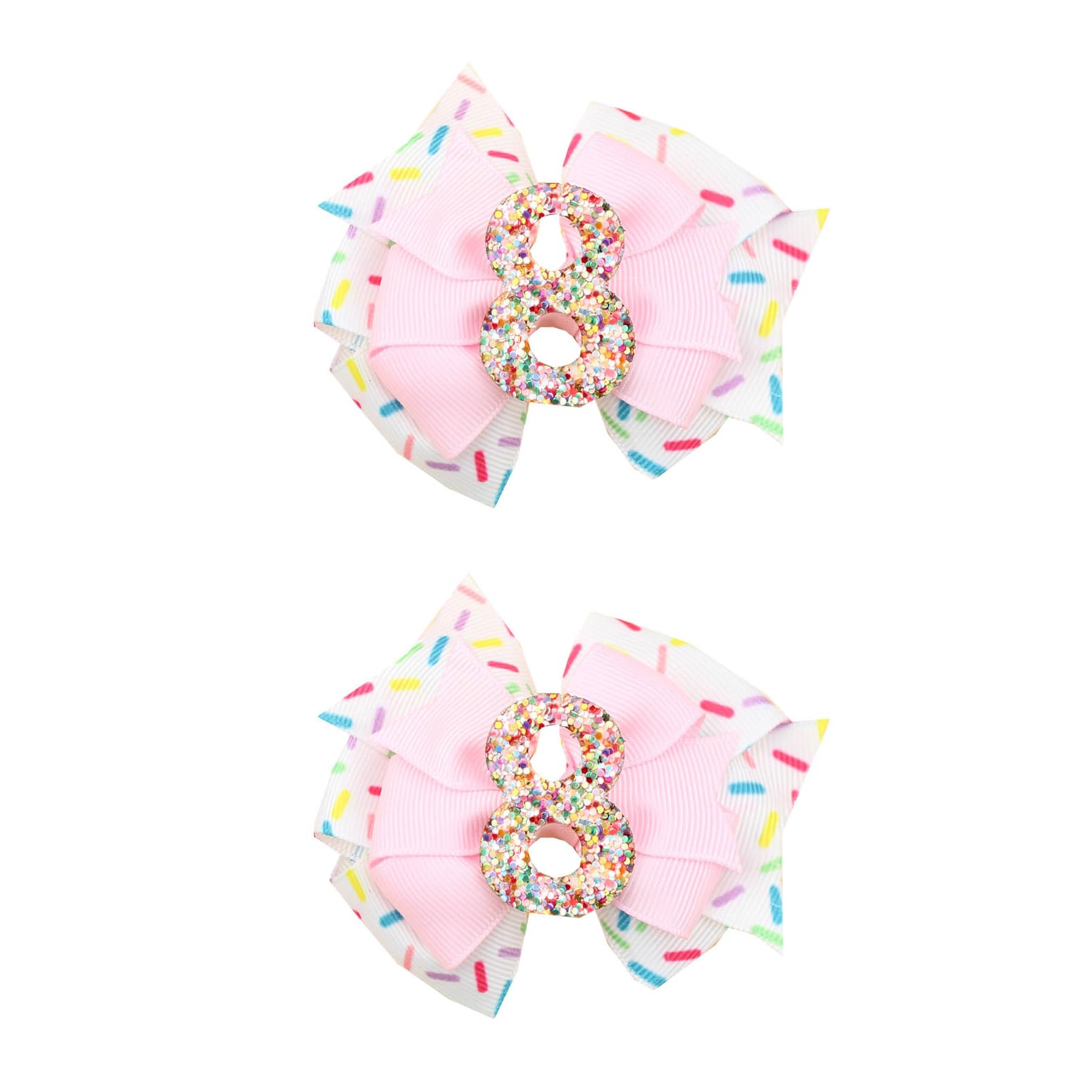 BESALECK birthday hair bow with ice cream pink clip adds sparkle for a princess party