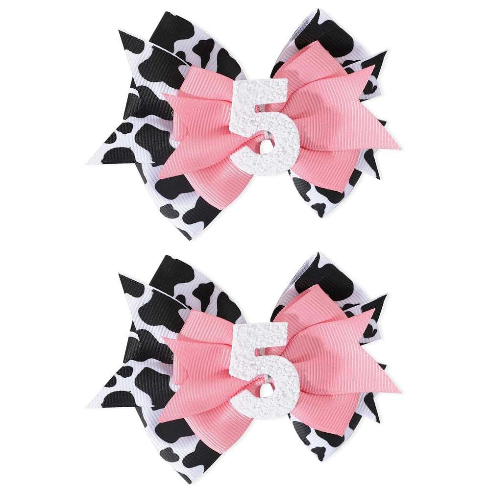 BESALECK Birthday Hair Bow Clip with pink sprinkles for adorable 2nd birthday photos.