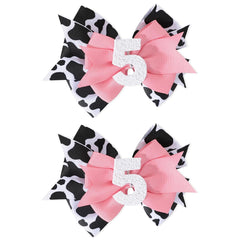 BESALECK Birthday Hair Bow Clip with pink sprinkles for adorable 2nd birthday photos.
