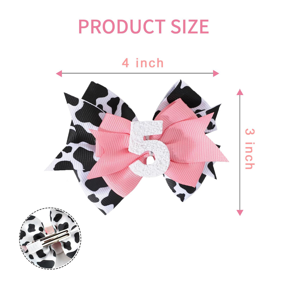 BESALECK cow print bow accent complements playful toddler outfits for photos.