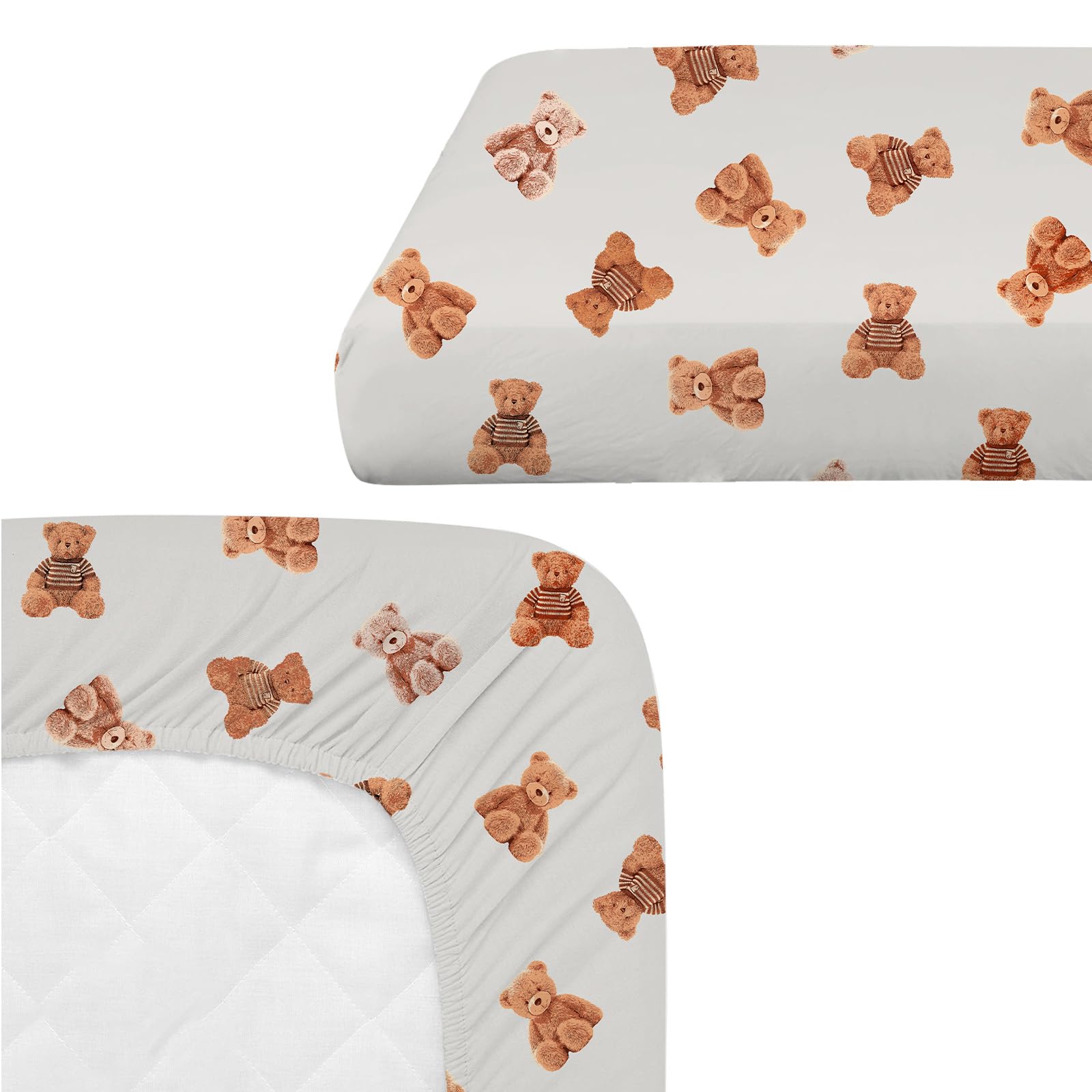 Besaomeom crib sheet on standard mattress with secure elastic edges.