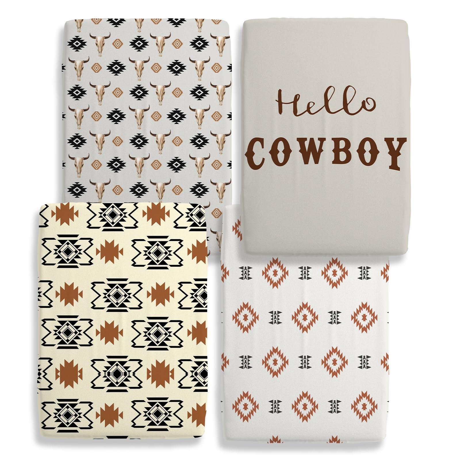 Besaomeom western crib sheet with cowboy print for a cozy nursery vibe.
