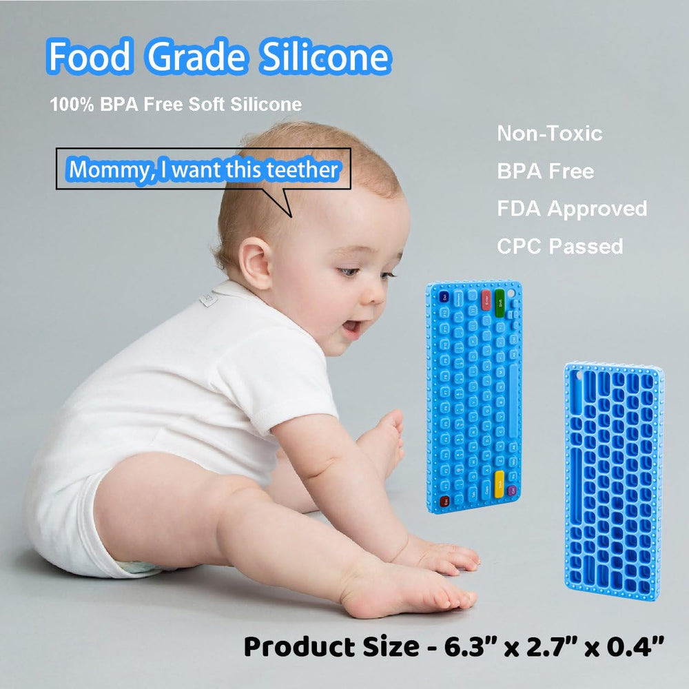 Besosay keyboard teether colors close-up, bright hues support color recognition during play