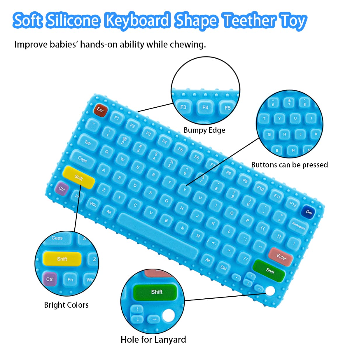 Besosay keyboard teether dishwasher-safe, easy to sanitize after use