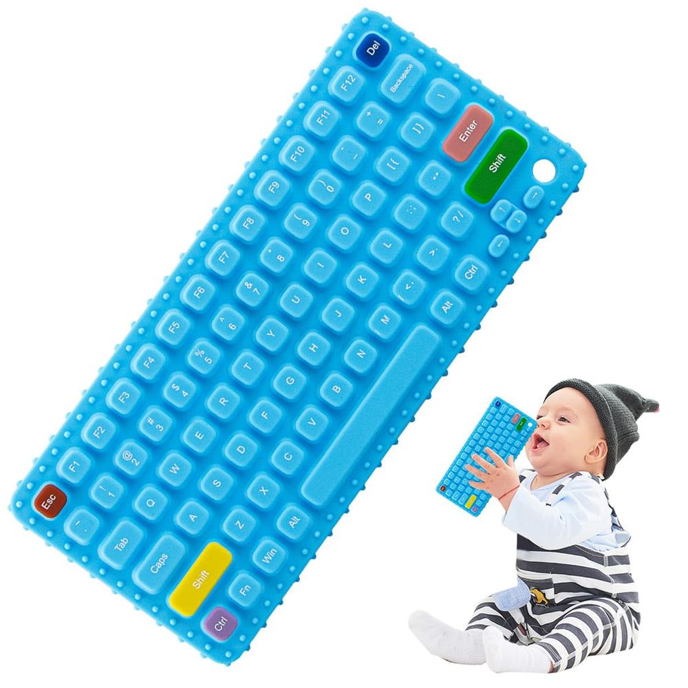 Besosay baby keyboard teether front view, soothing chew for early teething comfort