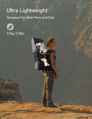 Besrey baby backpack carrier 3-height-seat demonstrates adjustable seating for growing child.