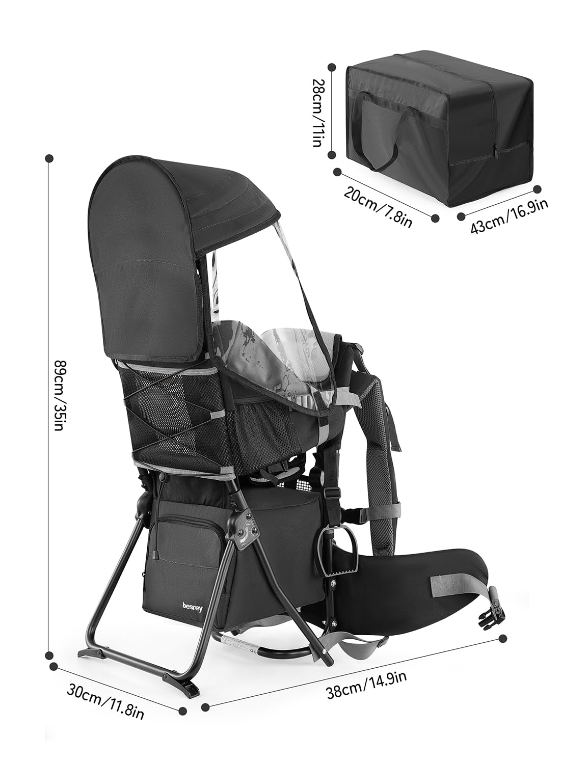 Besrey baby backpack carrier washable drool pad keeps faces clean while riding.