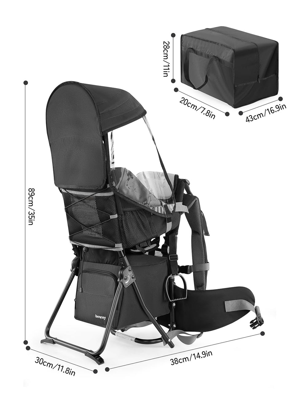 Besrey baby backpack carrier washable drool pad keeps faces clean while riding.