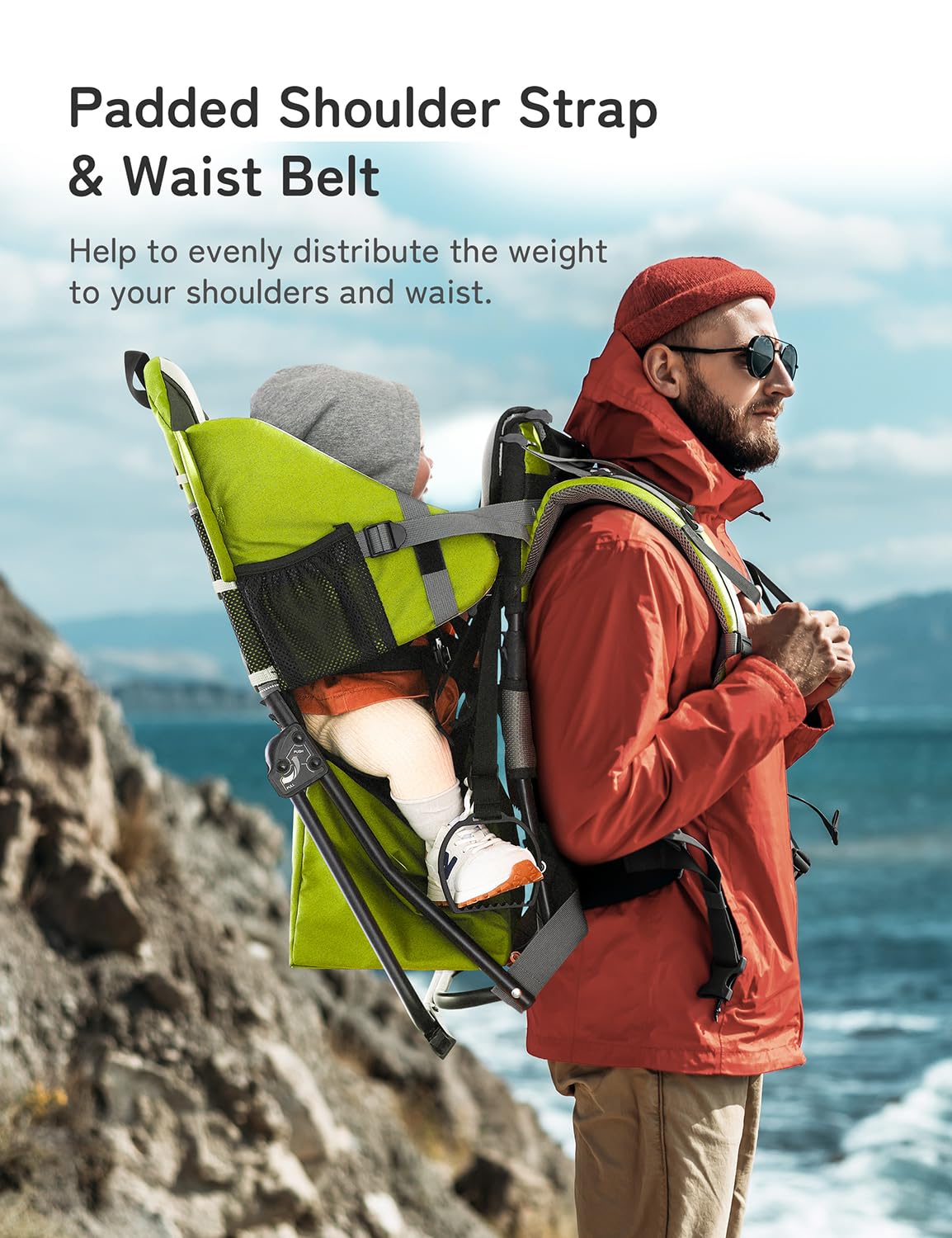 Besrey carrier side-worn shows breathable padding and weight distribution