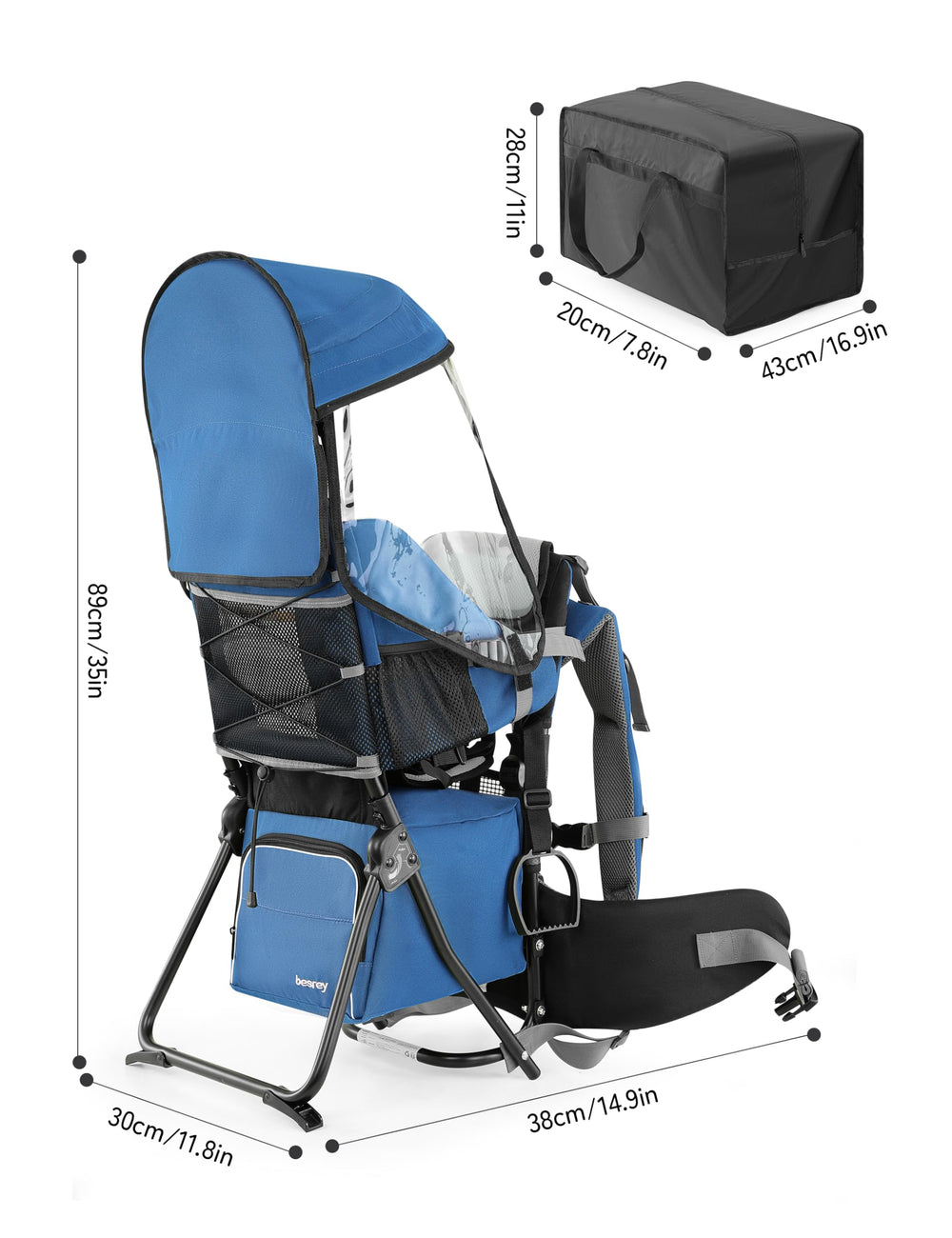 Besrey baby backpack carrier storage bag included for quick packing