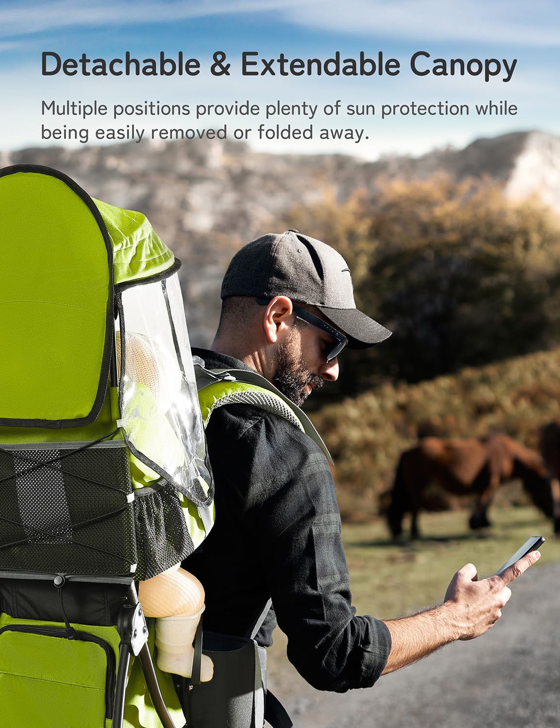 Besrey storage features with diaper wipes pocket and water bottle holder