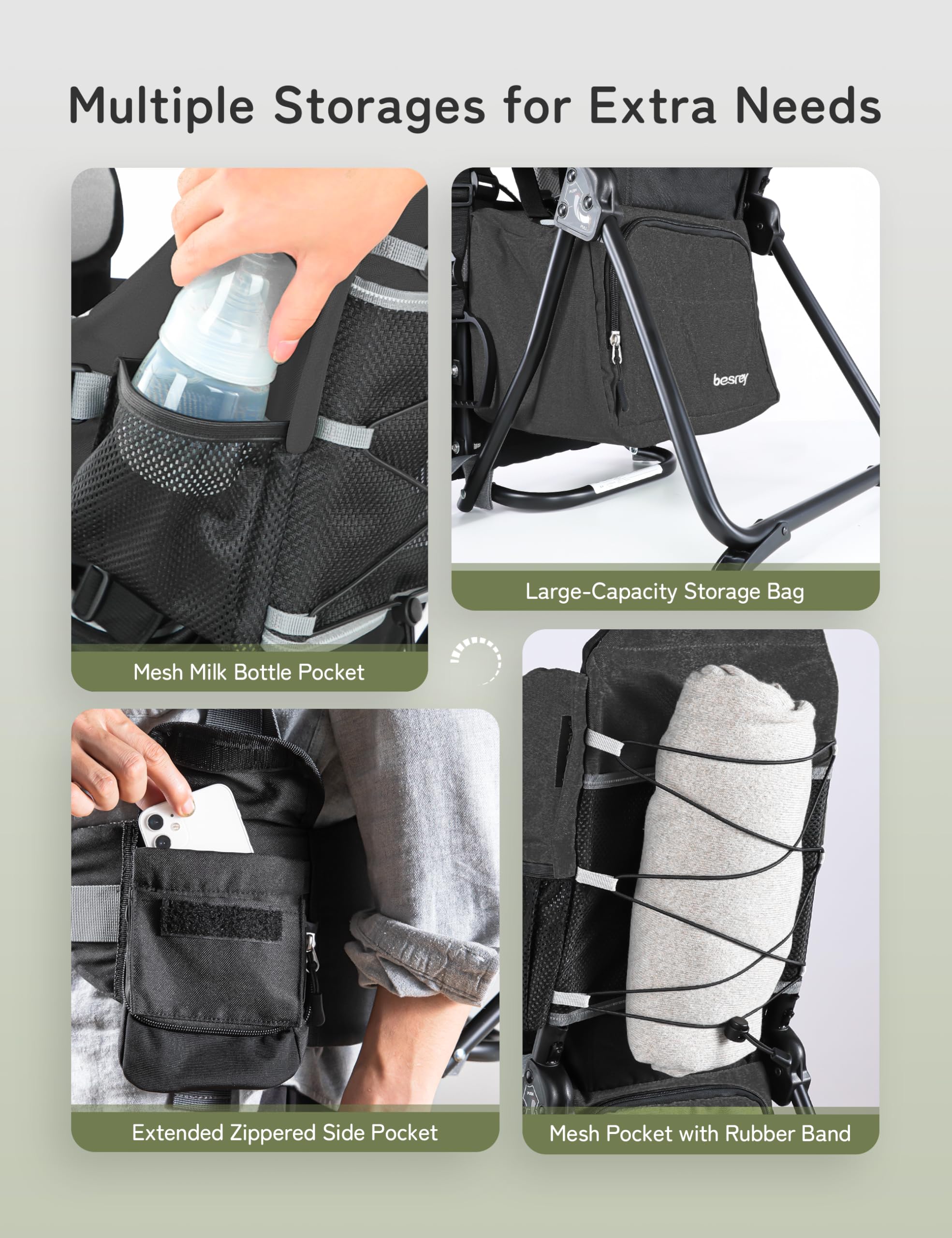 Besrey baby backpack carrier sunshade provides shade and weather protection on outdoor trips.